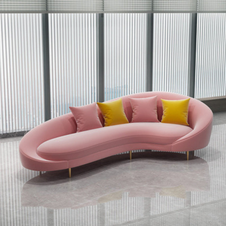 Contemporary Velvet Sloped Arms Sofa with Tight Back for Livingroom Pink Clearhalo 'furn' 'furn_sofas' 'Furniture' 'Living Room Furniture' 'Sofa' 'sofas' 6253677
