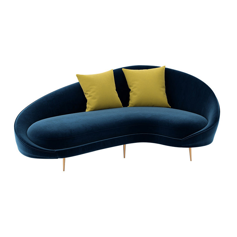 Contemporary Velvet Sloped Arms Sofa with Tight Back for Livingroom 67"L x 38"W x 33.5"H Blue Clearhalo 'furn' 'furn_sofas' 'Furniture' 'Living Room Furniture' 'Sofa' 'sofas' 6253678