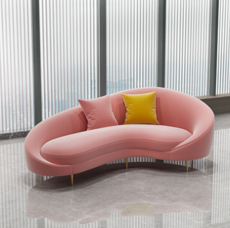 Contemporary Velvet Sloped Arms Sofa with Tight Back for Livingroom 67"L x 38"W x 33.5"H Pink Clearhalo 'furn' 'furn_sofas' 'Furniture' 'Living Room Furniture' 'Sofa' 'sofas' 6253679