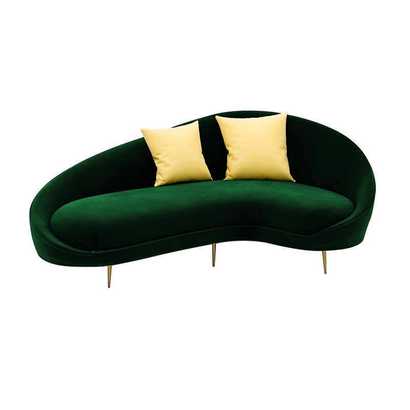 Contemporary Velvet Sloped Arms Sofa with Tight Back for Livingroom 67"L x 38"W x 33.5"H Green Clearhalo 'furn' 'furn_sofas' 'Furniture' 'Living Room Furniture' 'Sofa' 'sofas' 6253682