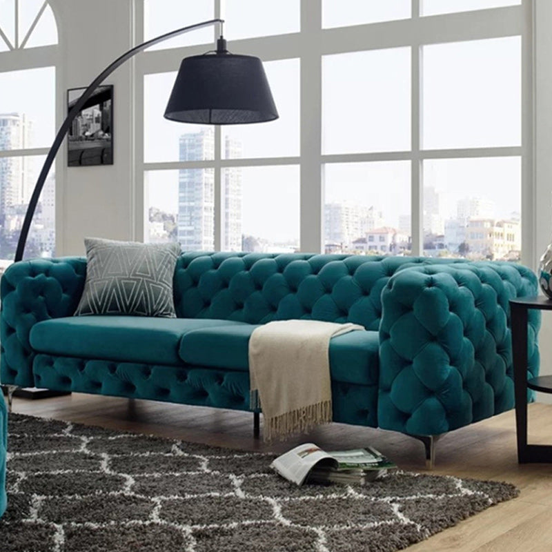 Contemporary Tufted Back Sofa with Tuxedo Arm for Livingroom
