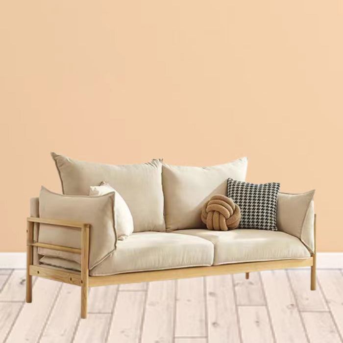 Modern 37" H Linen Wood Frame Square Arm Loveseat for Living Room