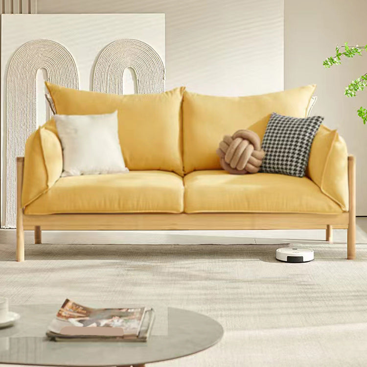 Modern 37" H Linen Wood Frame Square Arm Loveseat for Living Room