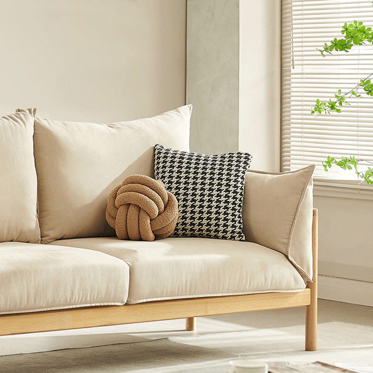 Modern 37" H Linen Wood Frame Square Arm Loveseat for Living Room