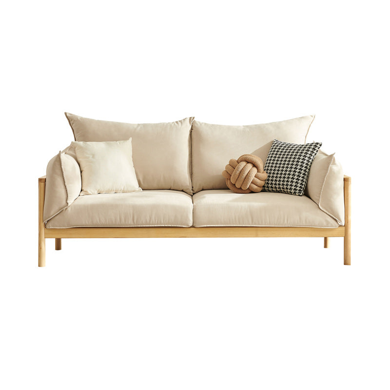 Modern 37" H Linen Wood Frame Square Arm Loveseat for Living Room