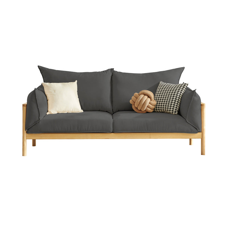 Modern 37" H Linen Wood Frame Square Arm Loveseat for Living Room