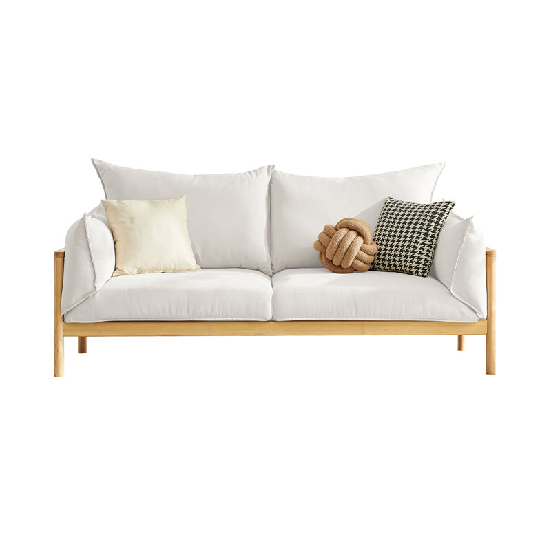 Modern 37" H Linen Wood Frame Square Arm Loveseat for Living Room