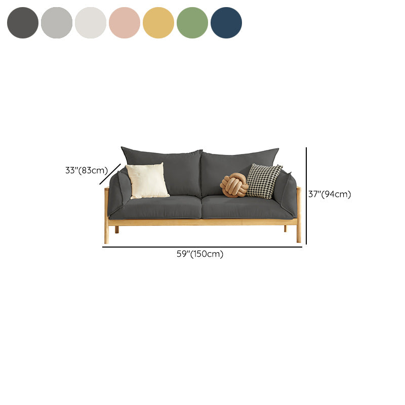 Modern 37" H Linen Wood Frame Square Arm Loveseat for Living Room