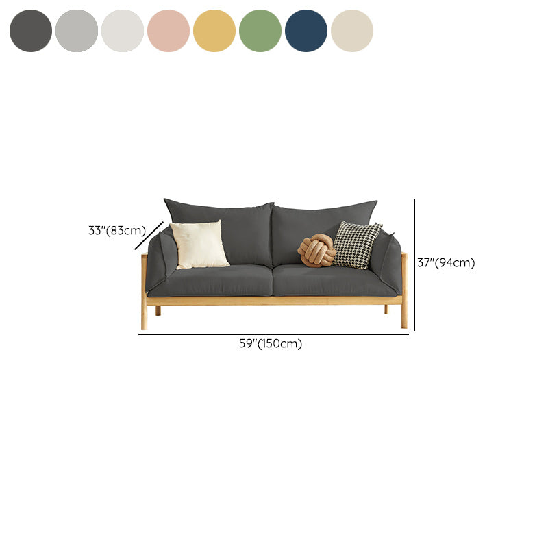 Modern 37" H Linen Wood Frame Square Arm Loveseat for Living Room