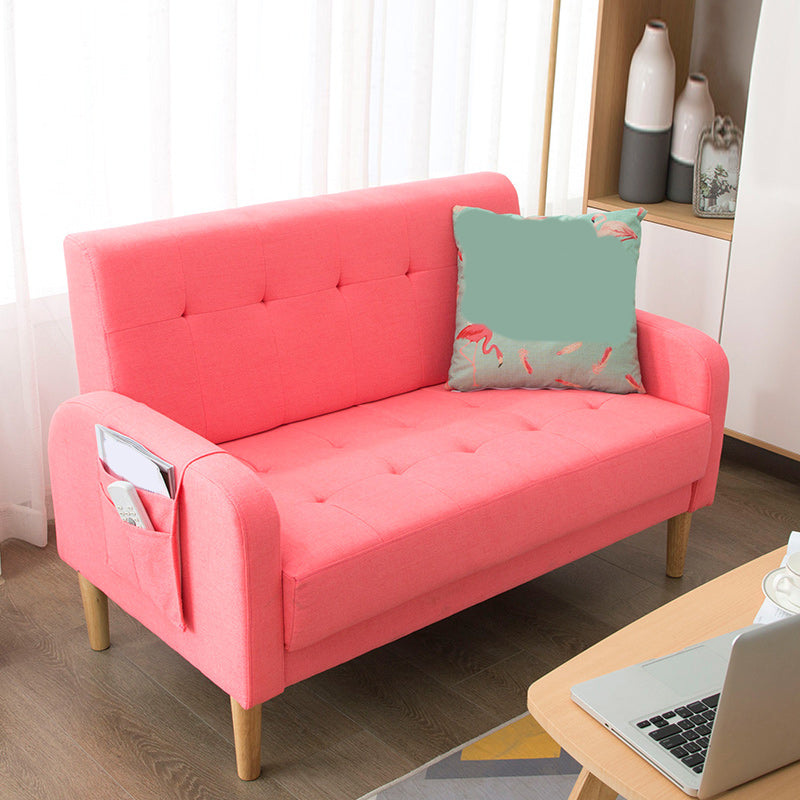 30.31" H Cotton Blend Square Arm Tufted Loveseat for Living Room Pink Clearhalo 'furn' 'furn_sofas' 'Furniture' 'Living Room Furniture' 'Sofa' 'sofas' 6253756