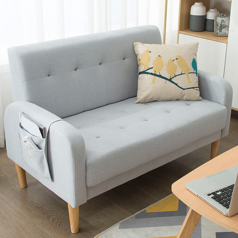 30.31" H Cotton Blend Square Arm Tufted Loveseat for Living Room Silver Gray Clearhalo 'furn' 'furn_sofas' 'Furniture' 'Living Room Furniture' 'Sofa' 'sofas' 6253765