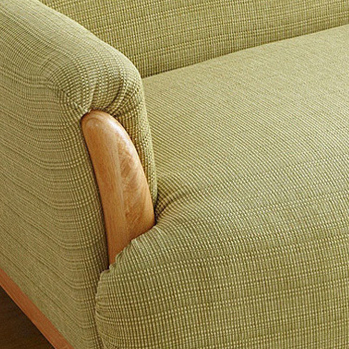 Contemporary Fabric Sofa with Pillows Back and Natural Wooden Legs