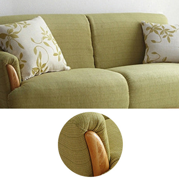 Contemporary Fabric Sofa with Pillows Back and Natural Wooden Legs