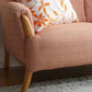 Contemporary Fabric Sofa with Pillows Back and Natural Wooden Legs