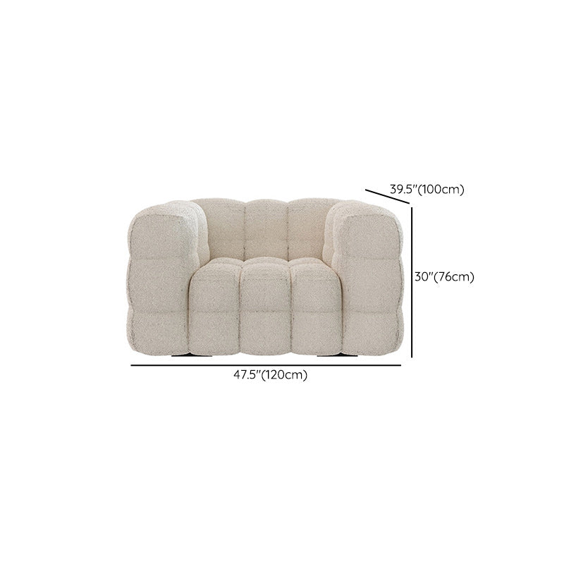 Zeitgenössisches weißes Wollsofa mit Tufted Rücken- und Smokingarm