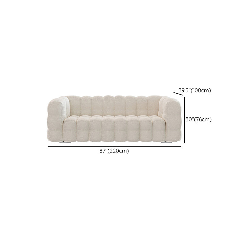 Zeitgenössisches weißes Wollsofa mit Tufted Rücken- und Smokingarm