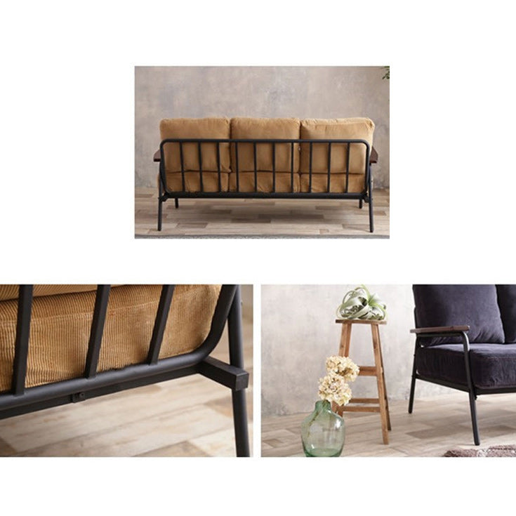 Contemporary Square Arm Loveseat with Loose Back for 2 People