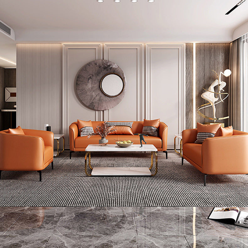 Contemporary Tuxedo Arm Sofa with Tight Back and 2 Pillows for Apartment