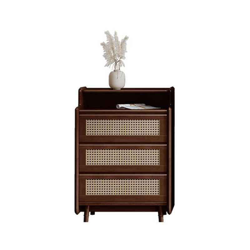 25.6" W Rattan Accent Chest in Rubberwood with Storage Drawers Walnut 3 Clearhalo 'Cabinets & Chests' 'cabinets_chests' 'furn' 'furn_cabinets_chests' 'Furniture' 'Living Room Furniture' 6253941
