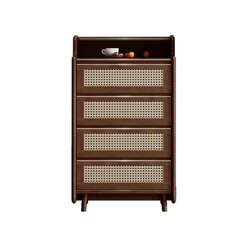 25.6" W Rattan Accent Chest in Rubberwood with Storage Drawers Walnut 4 Clearhalo 'Cabinets & Chests' 'cabinets_chests' 'furn' 'furn_cabinets_chests' 'Furniture' 'Living Room Furniture' 6253943