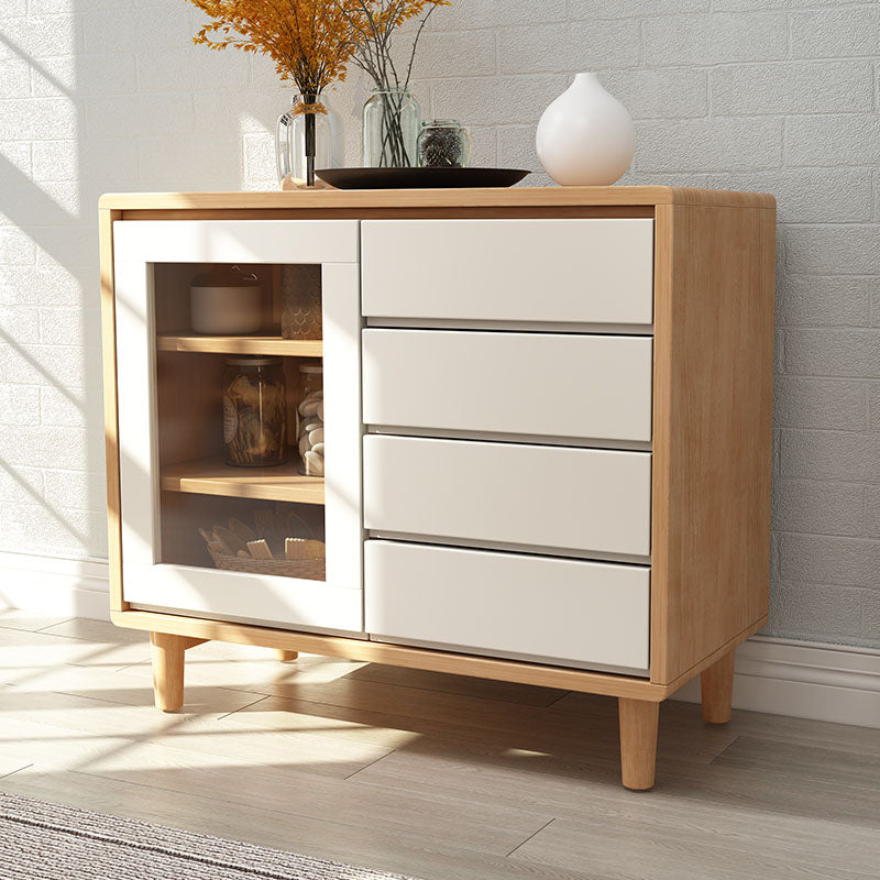 Cabinet en bois de 31,5 "de haut du milieu du siècle moderne 1 - armoire de porte avec 4 tiroirs