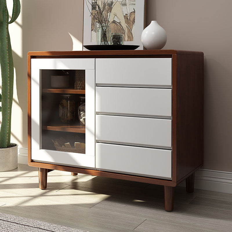 Cabinet en bois de 31,5 "de haut du milieu du siècle moderne 1 - armoire de porte avec 4 tiroirs