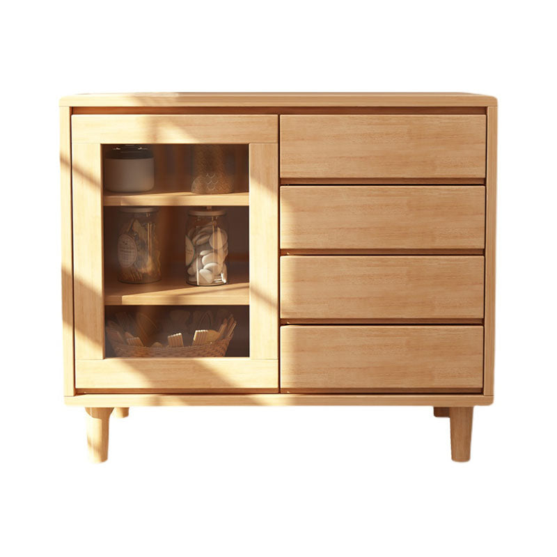 Cabinet en bois de 31,5 "de haut du milieu du siècle moderne 1 - armoire de porte avec 4 tiroirs