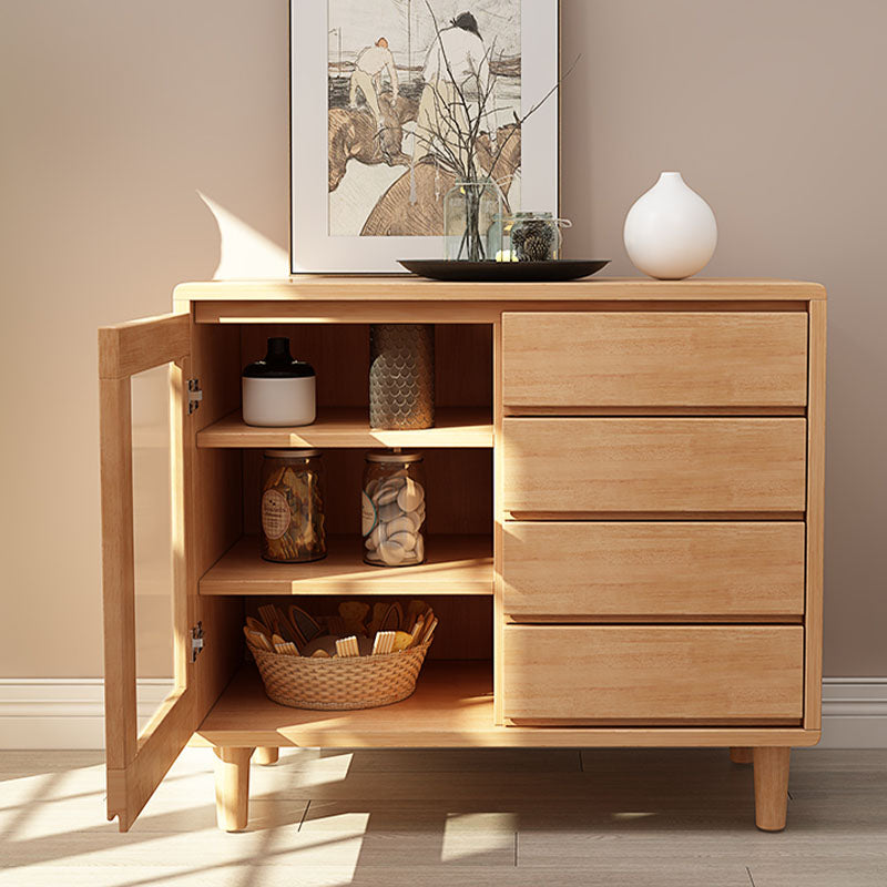 Cabinet en bois de 31,5 "de haut du milieu du siècle moderne 1 - armoire de porte avec 4 tiroirs