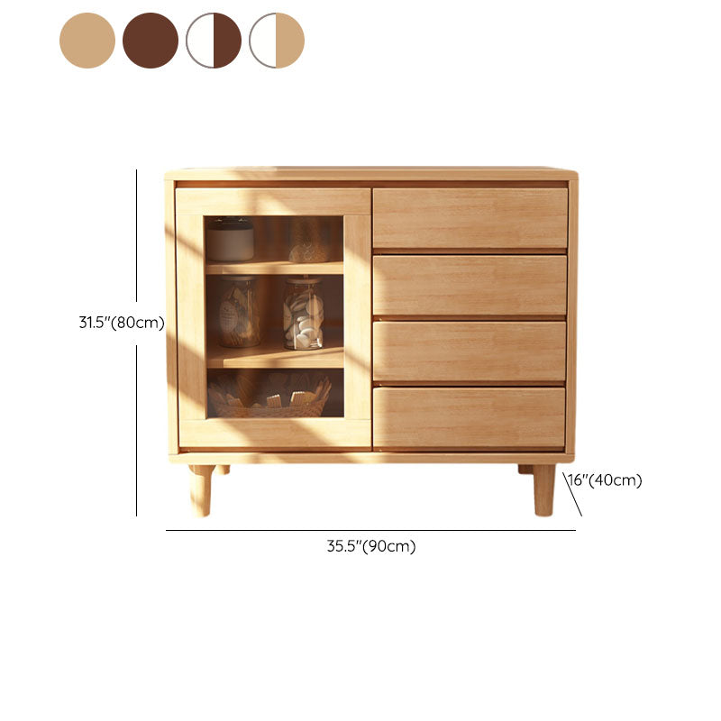 Cabinet en bois de 31,5 "de haut du milieu du siècle moderne 1 - armoire de porte avec 4 tiroirs