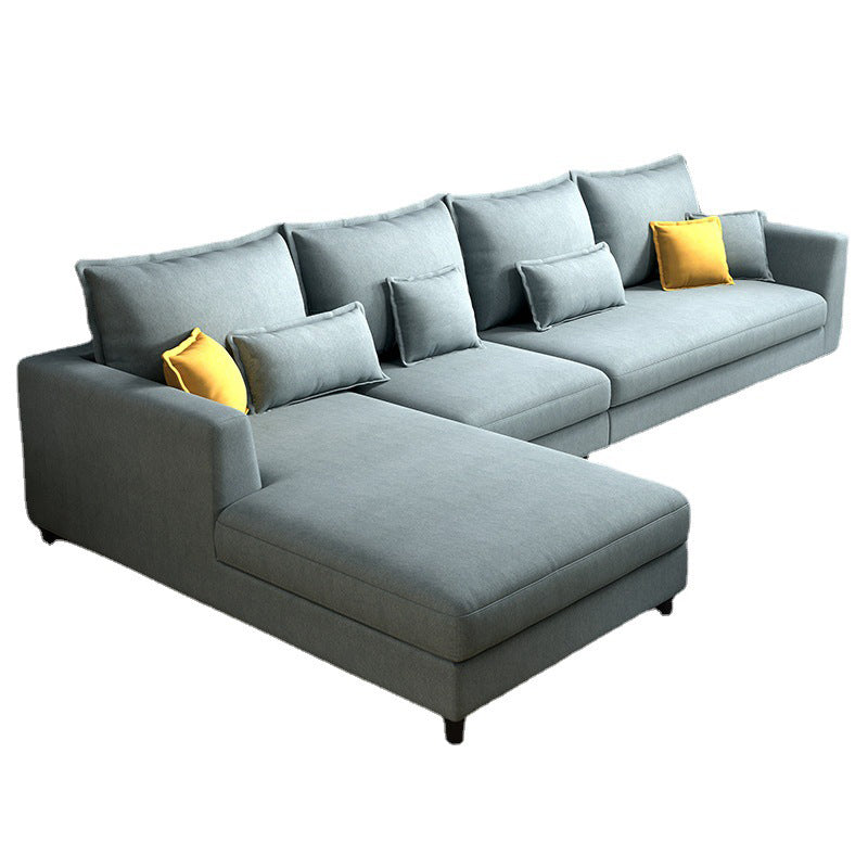 Blue Fabric Sectional with Pillows Modern Style L-shape Sectional Clearhalo 'furn' 'furn_sectionals' 'Furniture' 'Living Room Furniture' 'Sectionals' 6254016