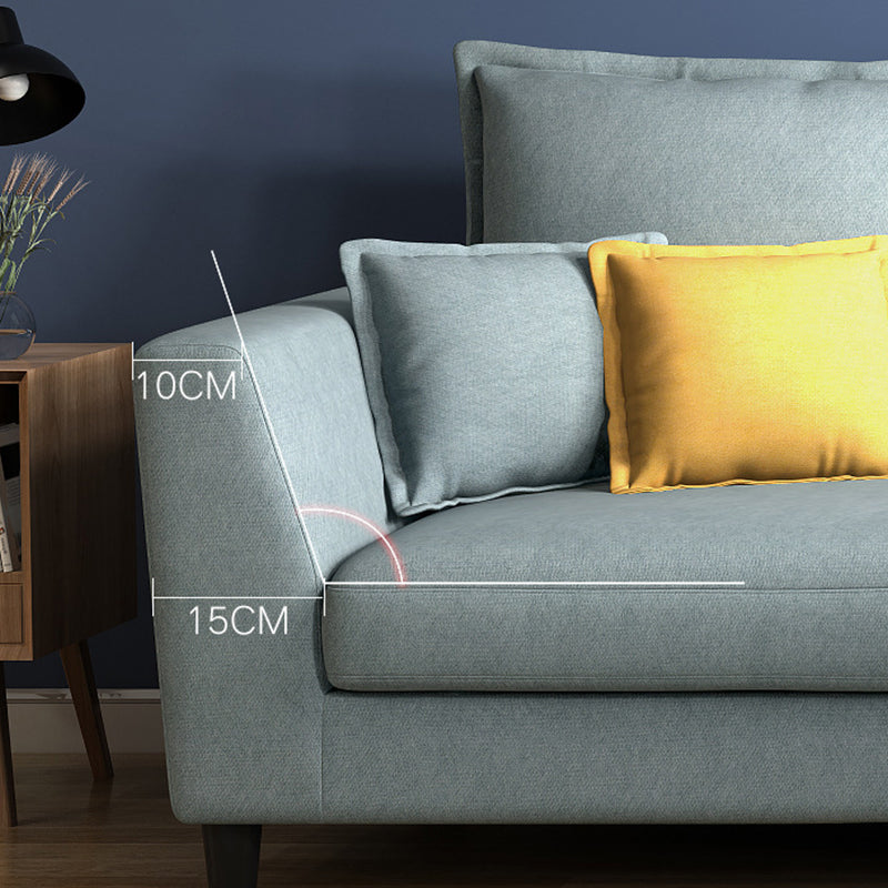 Blue Fabric Sectional with Pillows Modern Style L-shape Sectional Clearhalo 'furn' 'furn_sectionals' 'Furniture' 'Living Room Furniture' 'Sectionals' 6254018
