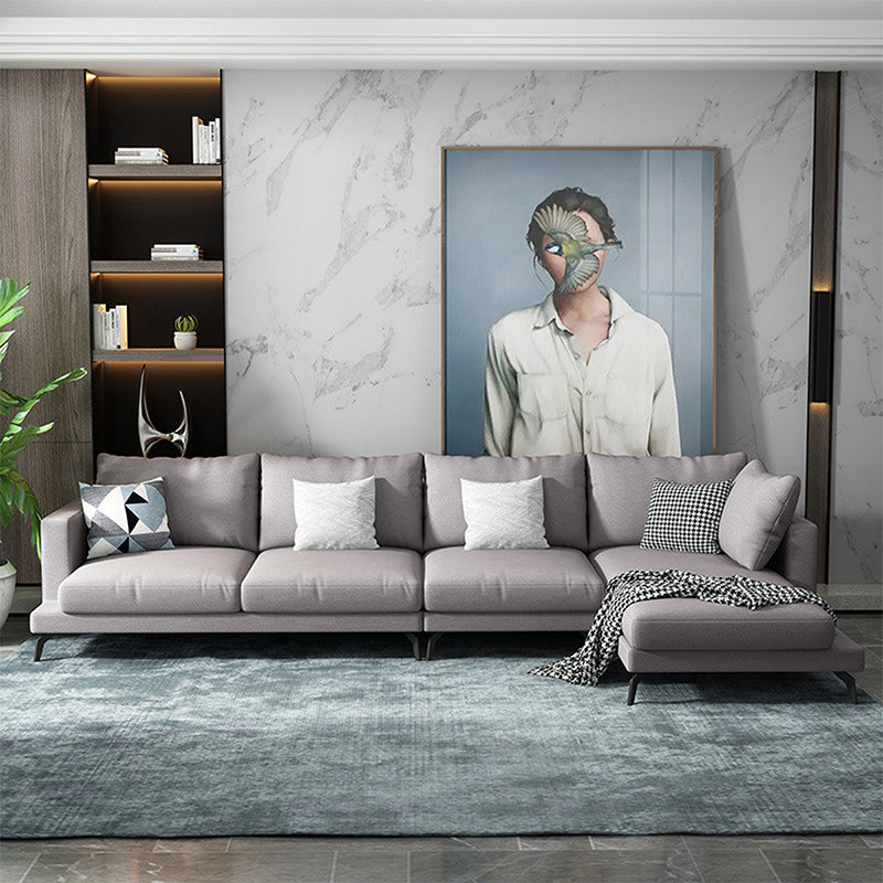 Tessuto moderno divano e chaise del braccio quadrato a forma L moderna con cuscini