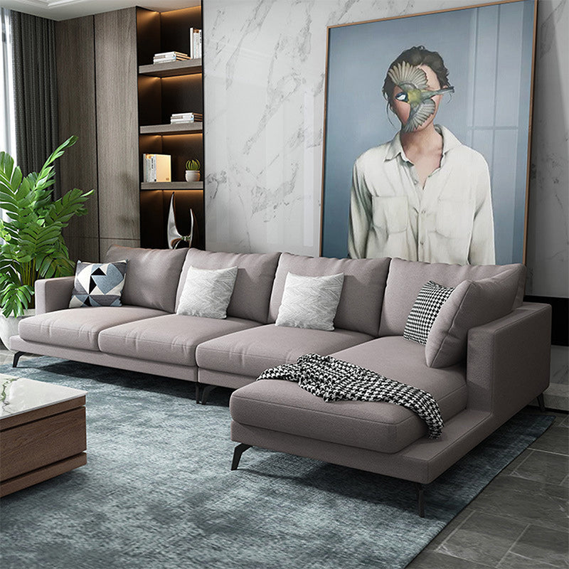 Tessuto moderno divano e chaise del braccio quadrato a forma L moderna con cuscini