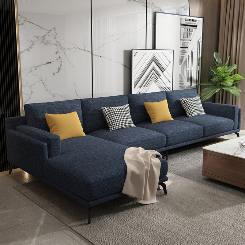 Moderne kussenrugstof sectionele L-vorm vierkante arm sectioneel