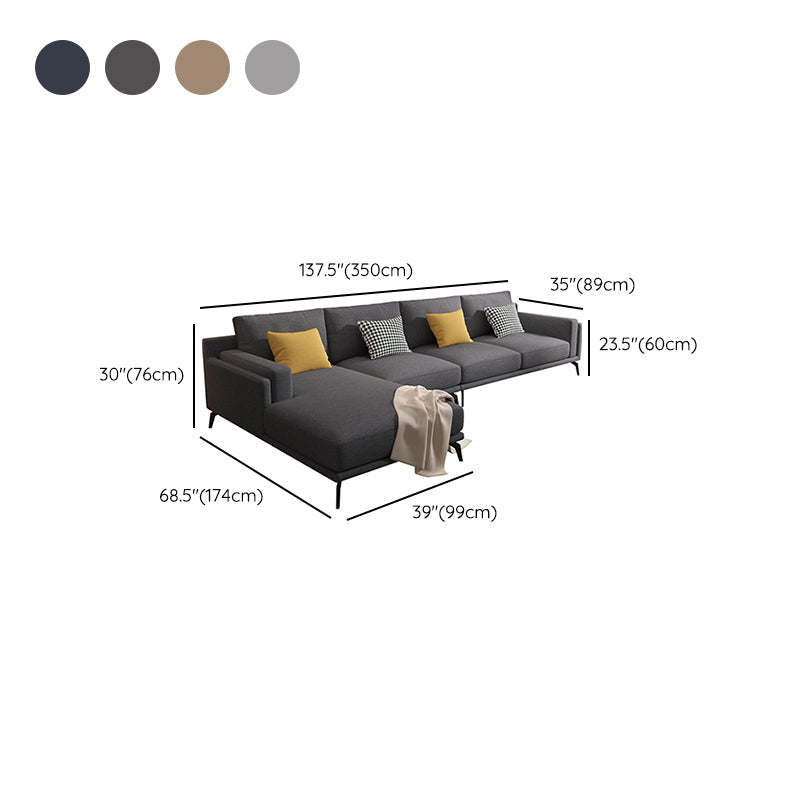 Moderne kussenrugstof sectionele L-vorm vierkante arm sectioneel