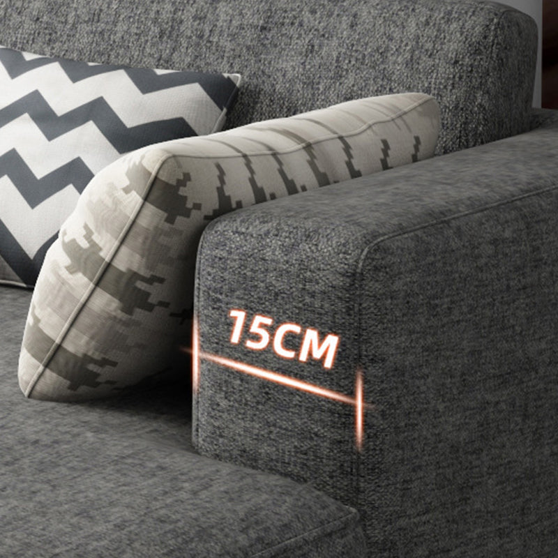 Blu/grigio braccio quadrato a 4 posti sezionale in tessuto sciolto