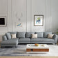 Gray 5-seat Square Arm Sectional Contemporary Fabric Slipcovered Sectional Clearhalo 'furn' 'furn_sectionals' 'Furniture' 'Living Room Furniture' 'Sectionals' 6254087