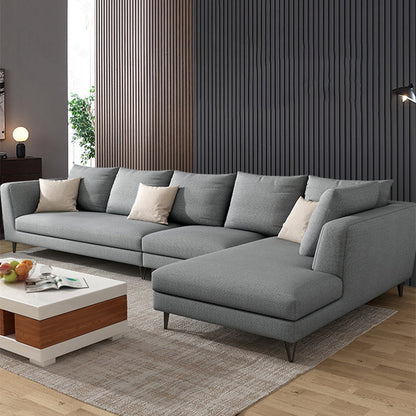Gray 5-seat Square Arm Sectional Contemporary Fabric Slipcovered Sectional Right Clearhalo 'furn' 'furn_sectionals' 'Furniture' 'Living Room Furniture' 'Sectionals' 6254088