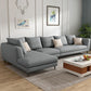 Gray 5-seat Square Arm Sectional Contemporary Fabric Slipcovered Sectional Left Clearhalo 'furn' 'furn_sectionals' 'Furniture' 'Living Room Furniture' 'Sectionals' 6254089