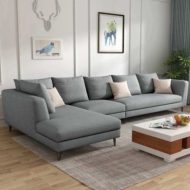 Gray 5-seat Square Arm Sectional Contemporary Fabric Slipcovered Sectional Left Clearhalo 'furn' 'furn_sectionals' 'Furniture' 'Living Room Furniture' 'Sectionals' 6254089