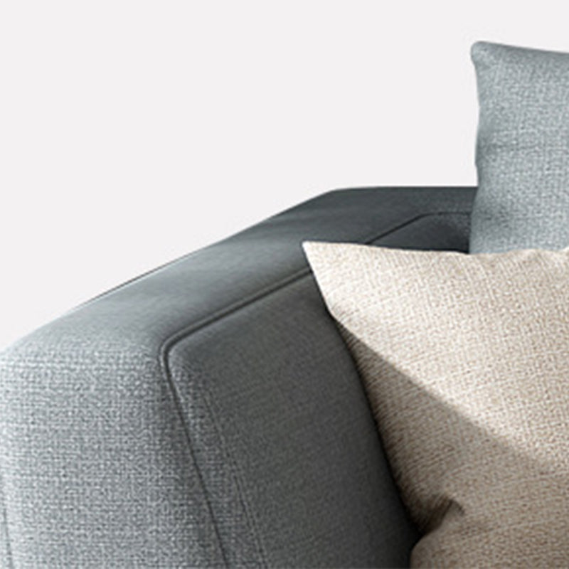 Gray 5-seat Square Arm Sectional Contemporary Fabric Slipcovered Sectional Clearhalo 'furn' 'furn_sectionals' 'Furniture' 'Living Room Furniture' 'Sectionals' 6254093