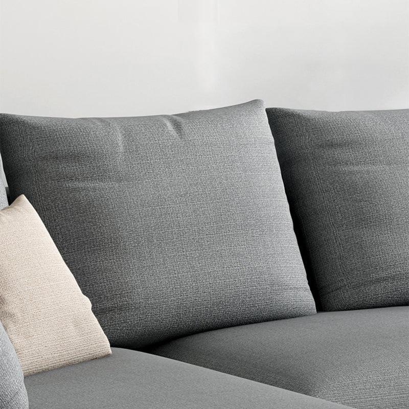 Gray 5-seat Square Arm Sectional Contemporary Fabric Slipcovered Sectional Clearhalo 'furn' 'furn_sectionals' 'Furniture' 'Living Room Furniture' 'Sectionals' 6254094