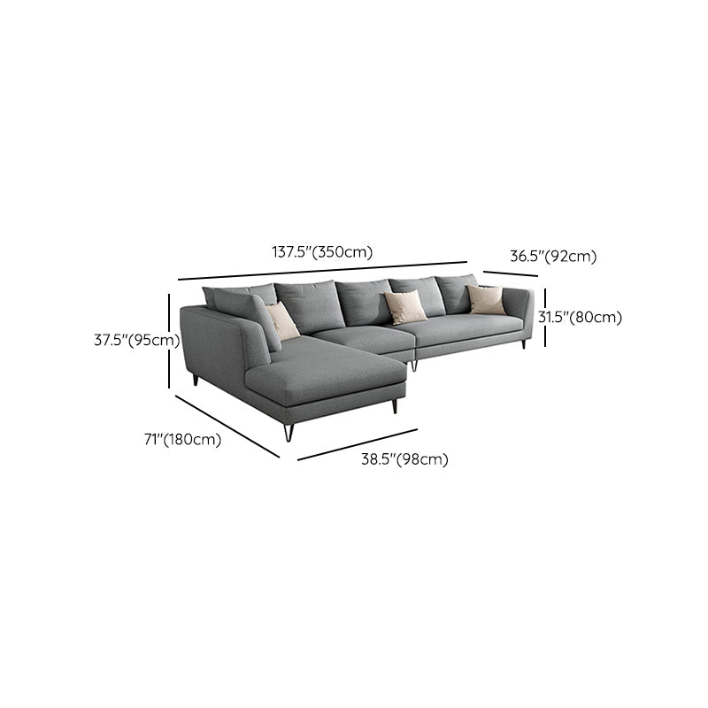 Gray 5-seat Square Arm Sectional Contemporary Fabric Slipcovered Sectional Clearhalo 'furn' 'furn_sectionals' 'Furniture' 'Living Room Furniture' 'Sectionals' 6254095