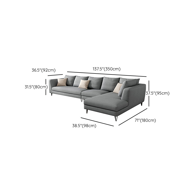 Gray 5-seat Square Arm Sectional Contemporary Fabric Slipcovered Sectional Clearhalo 'furn' 'furn_sectionals' 'Furniture' 'Living Room Furniture' 'Sectionals' 6254096