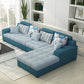 Slipcovered Square Arm Sectional Modern Fabric 4-seater Sectional Blue Right Clearhalo 'furn' 'furn_sectionals' 'Furniture' 'Living Room Furniture' 'Sectionals' 6254098