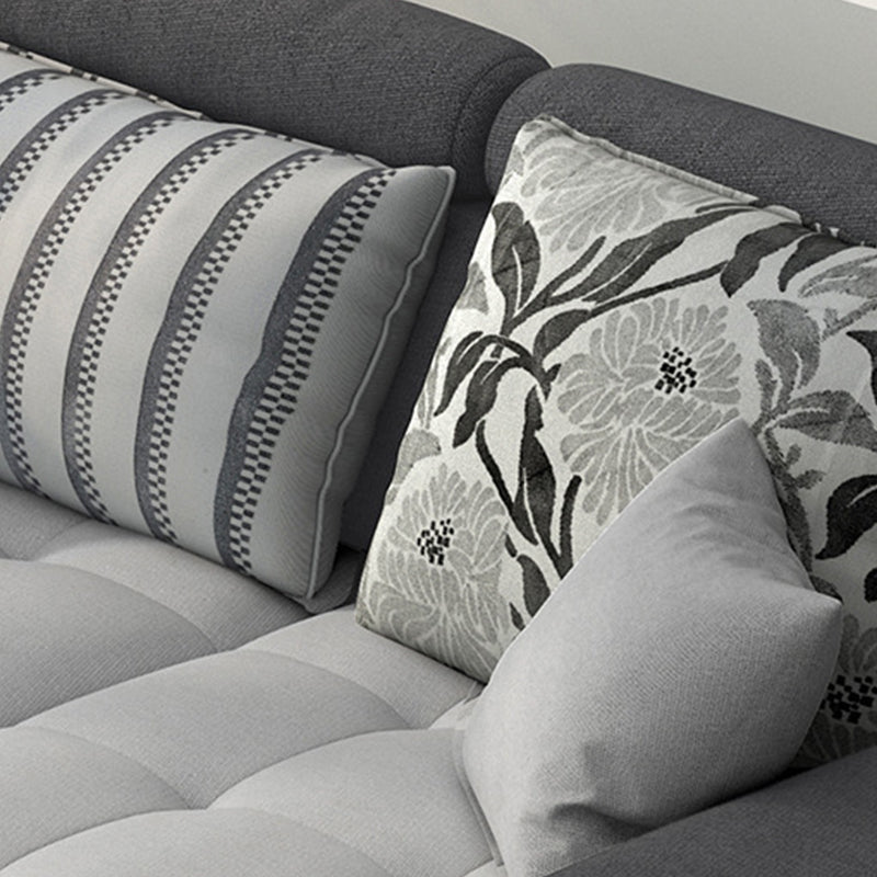 Slipcovered Square Arm Sectional Modern Fabric 4-seater Sectional Clearhalo 'furn' 'furn_sectionals' 'Furniture' 'Living Room Furniture' 'Sectionals' 6254102