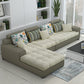 Slipcovered Square Arm Sectional Modern Fabric 4-seater Sectional Khaki Left Clearhalo 'furn' 'furn_sectionals' 'Furniture' 'Living Room Furniture' 'Sectionals' 6254107