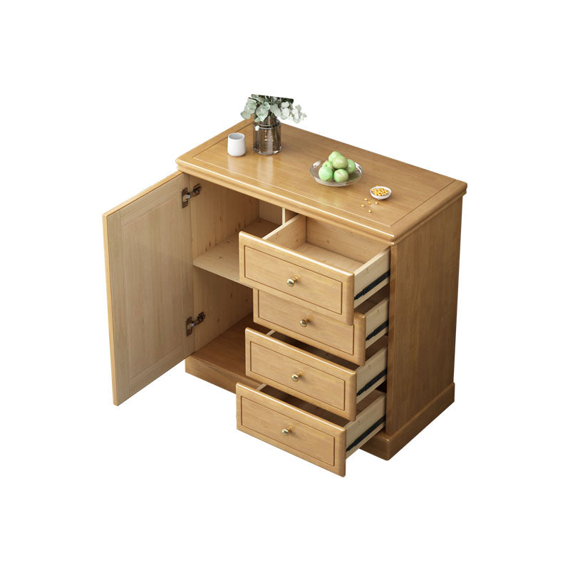 Solid Wood 1/2 - Door Accent Cabinet Mid Century 15.7" D Storage Cabinet with Drawers 31"L x 16"W x 31"H Natural Clearhalo 'Cabinets & Chests' 'cabinets_chests' 'furn' 'furn_cabinets_chests' 'Furniture' 'Living Room Furniture' 6254152