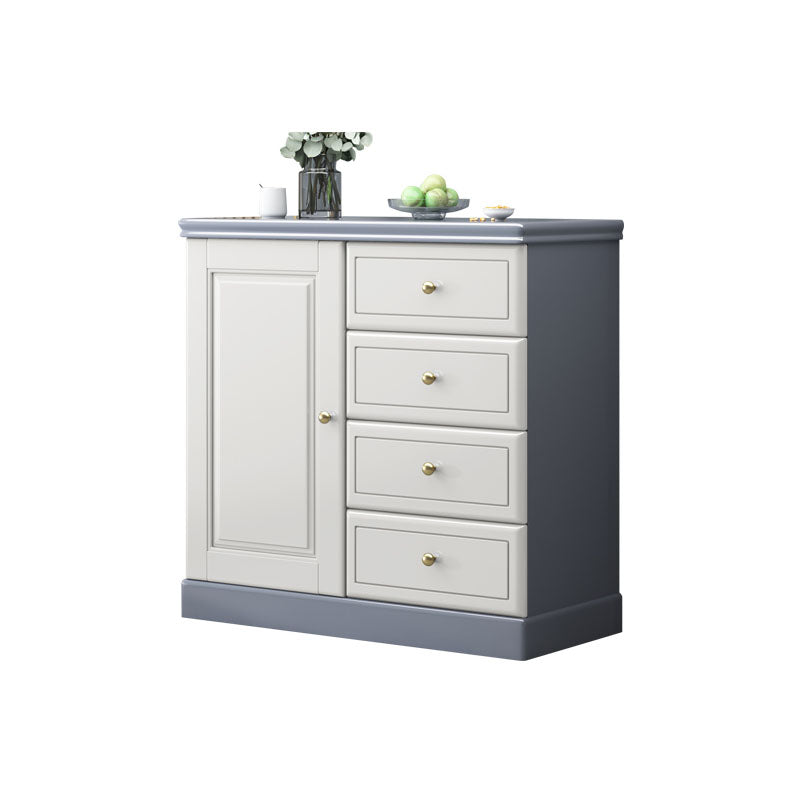 Solid Wood 1/2 - Door Accent Cabinet Mid Century 15.7" D Storage Cabinet with Drawers 31"L x 16"W x 31"H White-Gray Clearhalo 'Cabinets & Chests' 'cabinets_chests' 'furn' 'furn_cabinets_chests' 'Furniture' 'Living Room Furniture' 6254156