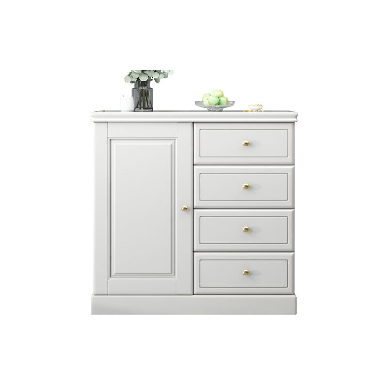 Solid Wood 1/2 - Door Accent Cabinet Mid Century 15.7" D Storage Cabinet with Drawers 31"L x 16"W x 31"H White Clearhalo 'Cabinets & Chests' 'cabinets_chests' 'furn' 'furn_cabinets_chests' 'Furniture' 'Living Room Furniture' 6254158